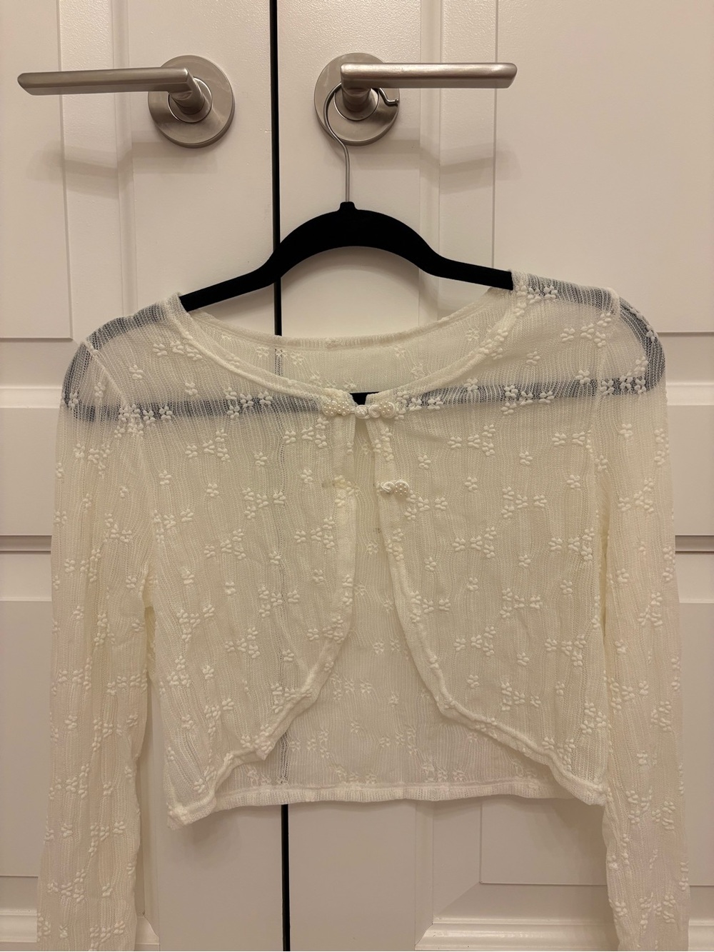 Ivory Crochet Lace Cropped Cardigan